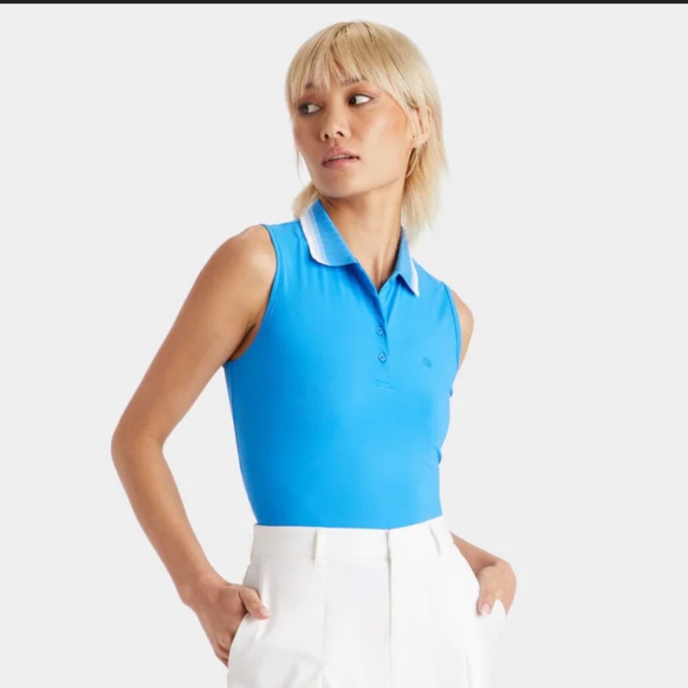 G/Fore Womens Pleated Collar Tech Nylon Sleeveless Polo